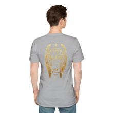 Load image into Gallery viewer, Glory to God in the Highest Luke 2:14 Christmas Angel Wings T-Shirt for Church Attendees, Everyday Believers, and Religious Gift Giving