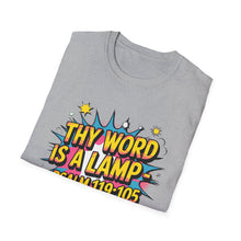 Load image into Gallery viewer, Men’s religious Shirt, religious shirt for men, Youth Group T-Shirt – Psalm 119:105 “Thy Word is a Lamp” Christian Tee
