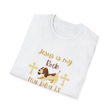 Load image into Gallery viewer, Christian Unisex Softstyle T-Shirt - Jesus is my Rock, My Dog is my Shadow