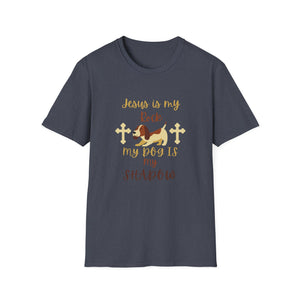 Christian Unisex Softstyle T-Shirt - Jesus is my Rock, My Dog is my Shadow