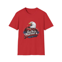 Load image into Gallery viewer, God Bless America T-Shirt Psalm 33:12 | Patriotic Christian Faith Shirt with Bald Eagle for Church Attendees, Everyday Believers, and Religious Gift Giving
