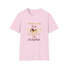 Load image into Gallery viewer, Christian Unisex Softstyle T-Shirt - Jesus is my Rock, My Dog is my Shadow