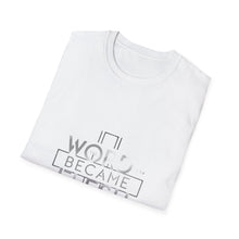 Load image into Gallery viewer, The Word Became Flesh John 1:14 Bible Verse T-Shirt for Church Attendees, Everyday Believers in Public, and Religious Gift Giving - Limited Holiday Collection 🎄