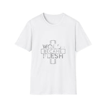 Load image into Gallery viewer, The Word Became Flesh John 1:14 Bible Verse T-Shirt for Church Attendees, Everyday Believers in Public, and Religious Gift Giving - Limited Holiday Collection 🎄