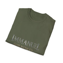Load image into Gallery viewer, Immanuel God With Us Christian T-Shirt for Church Attendees, Everyday Believers in Public Spaces, and Religious Gift Givers