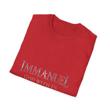 Load image into Gallery viewer, Immanuel God With Us Christian T-Shirt for Church Attendees, Everyday Believers in Public Spaces, and Religious Gift Givers