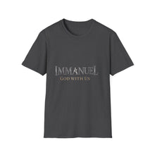 Load image into Gallery viewer, Immanuel God With Us Christian T-Shirt for Church Attendees, Everyday Believers in Public Spaces, and Religious Gift Givers