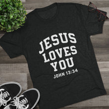Load image into Gallery viewer, Jesus Loves You Minimal Tee, Men’s religious Shirt, religious shirt for men, women’s religious Shirt, religious shirt for women