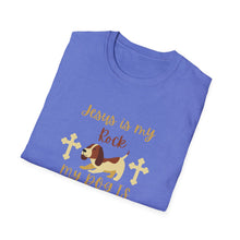 Load image into Gallery viewer, Christian Unisex Softstyle T-Shirt - Jesus is my Rock, My Dog is my Shadow
