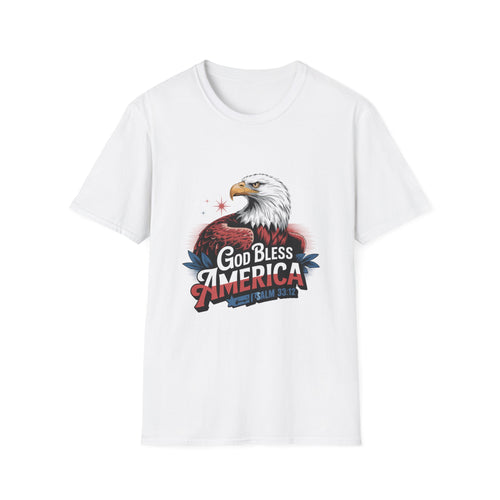 God Bless America T-Shirt Psalm 33:12 | Patriotic Christian Faith Shirt with Bald Eagle for Church Attendees, Everyday Believers, and Religious Gift Giving