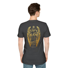 Load image into Gallery viewer, Glory to God in the Highest Luke 2:14 Christmas Angel Wings T-Shirt for Church Attendees, Everyday Believers, and Religious Gift Giving