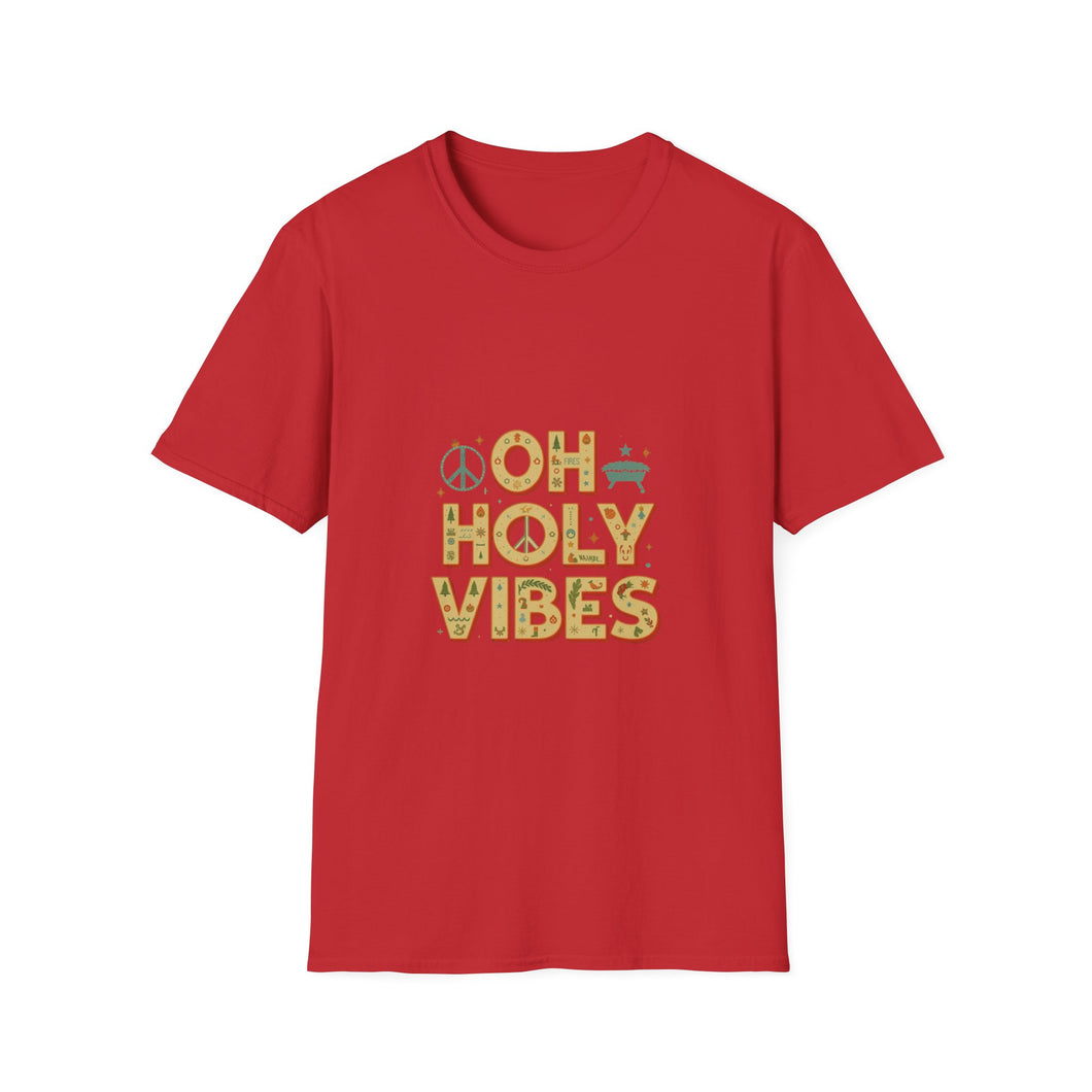 Oh Holy Vibes Retro Christmas Christian T-Shirt Festive Faith Tee for Church Attendees, Everyday Believers, Religious Gift Giving