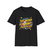 Load image into Gallery viewer, Men’s religious Shirt, religious shirt for men, Youth Group T-Shirt – Psalm 119:105 “Thy Word is a Lamp” Christian Tee