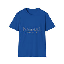 Load image into Gallery viewer, Immanuel God With Us Christian T-Shirt for Church Attendees, Everyday Believers in Public Spaces, and Religious Gift Givers
