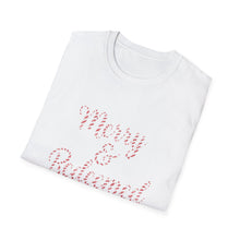Load image into Gallery viewer, Merry and Redeemed Candy Cane Christmas Christian T-Shirt Holiday Faith Tee for Church Attendees, Everyday Believers, Religious Gift Giving