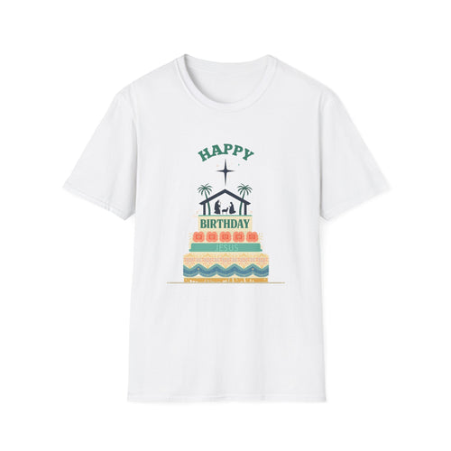 Happy Birthday Jesus Nativity Christmas T-Shirt Faith Based Holiday Tee for Church Attendees, Everyday Believers, Religious Gift Giving