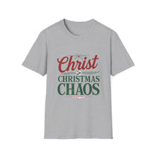 Load image into Gallery viewer, Christ Over Christmas Chaos Shirt, Holiday Tee, Christian Faith T-Shirt Christmas Gift, Festive Shirt, Winter Apparel, Family Gathering Wear