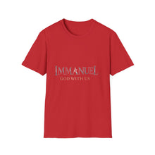 Load image into Gallery viewer, Immanuel God With Us Christian T-Shirt for Church Attendees, Everyday Believers in Public Spaces, and Religious Gift Givers