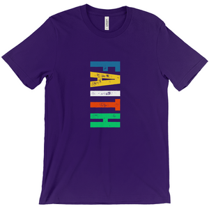 FAITH T-Shirt – Rainbow Lettering Christian Tee with Bold Vertical Design